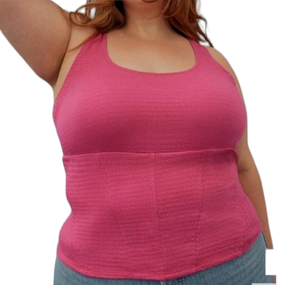 Torrid Festi Smocked Jersey Seamed Corset Tank Top 3X Pink Barbiecore - Picture 1 of 11